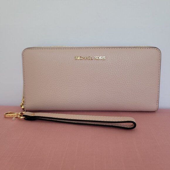 MICHAEL KORS Jet Set Travel Large Continental Leather Wallet-Powder Blush🎈⭐$128 - Picture 5 of 16